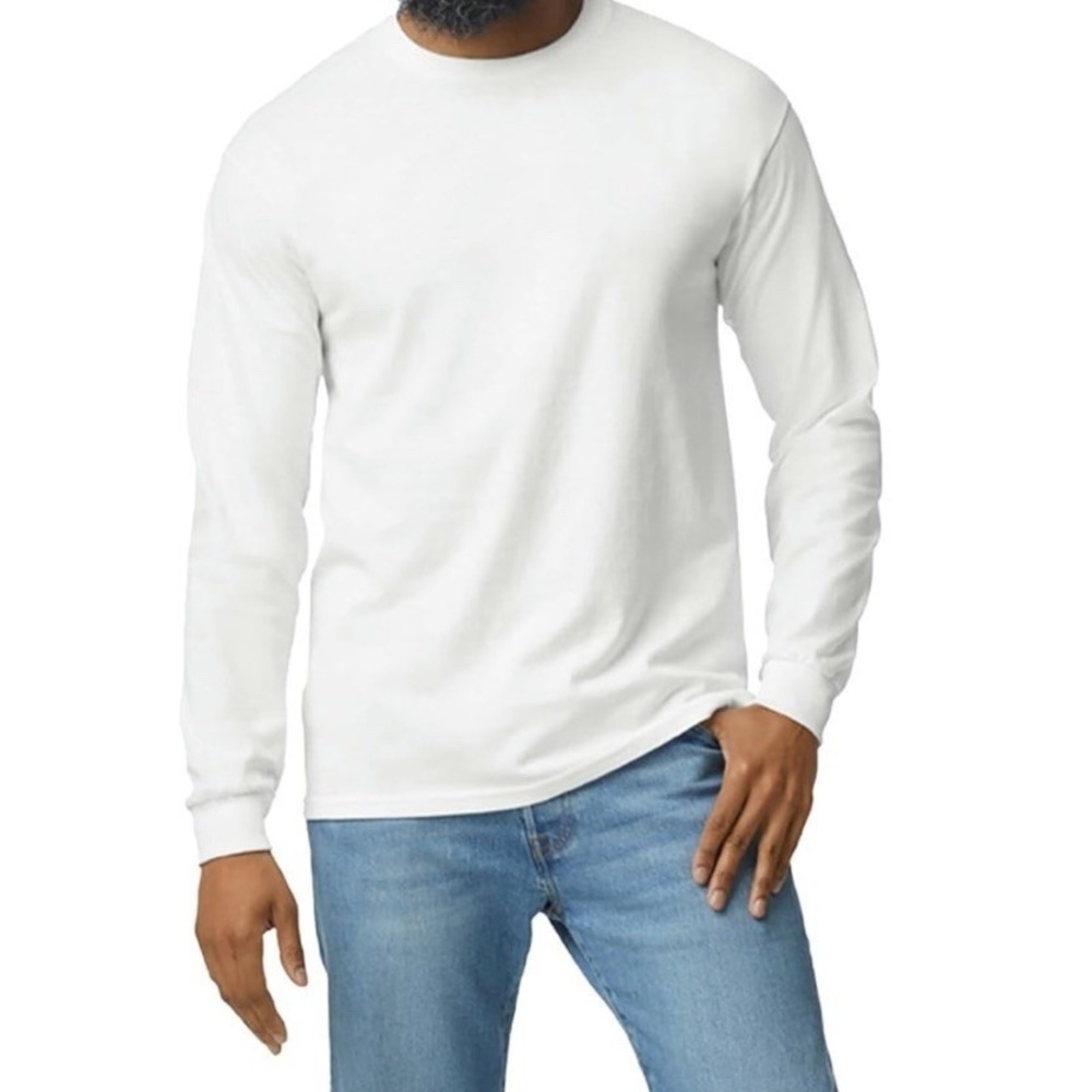 Gildan Long Sleeve T-Shirt Mens XL White New 2 Pack Heavy Cotton G540